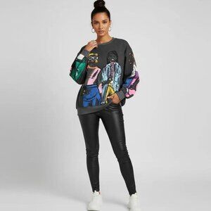 Women's IT GIRL Trendy Modern Graphic Print Oversized Pullover Sweatshirt Size M